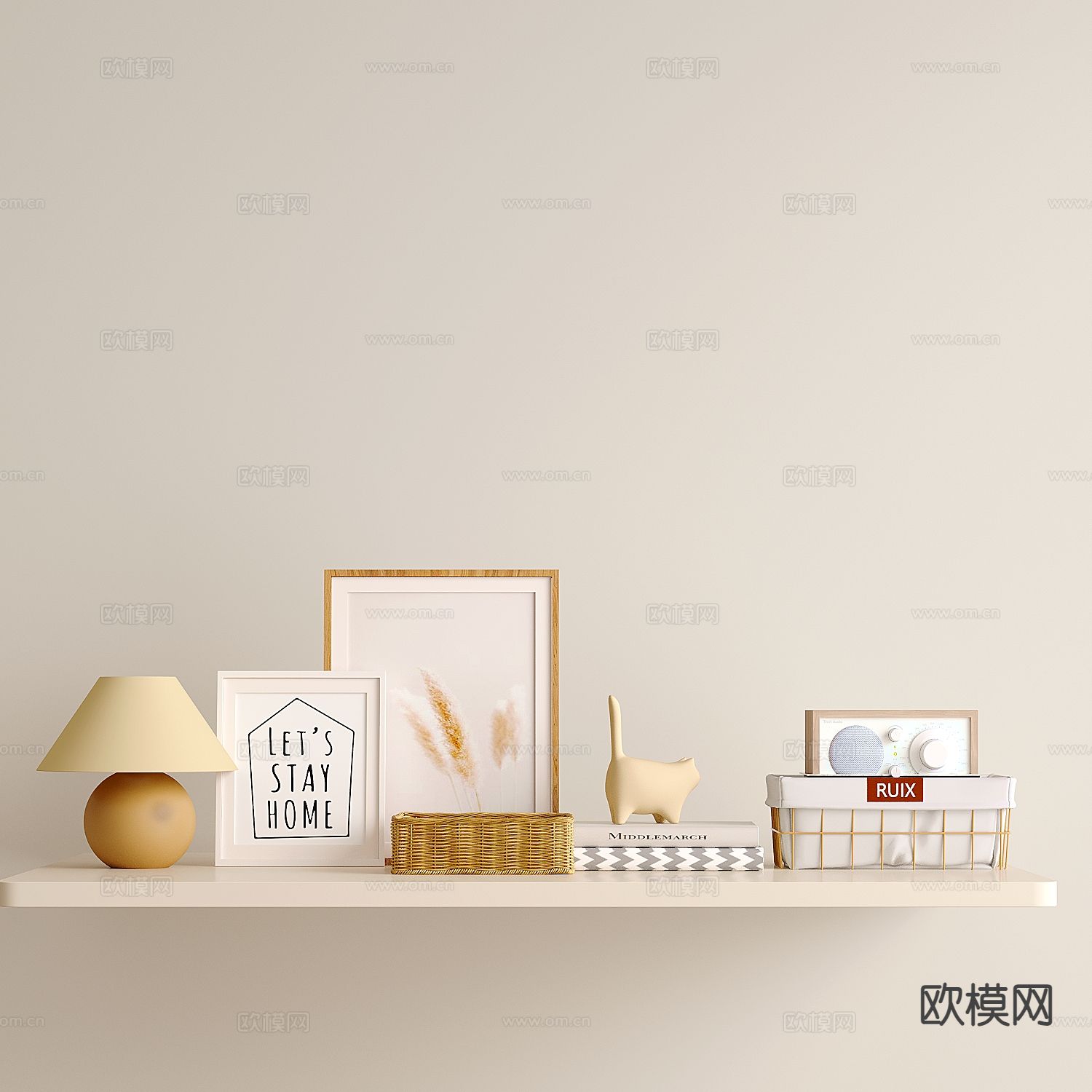 田园风摆件 书籍 台灯3d模型下载