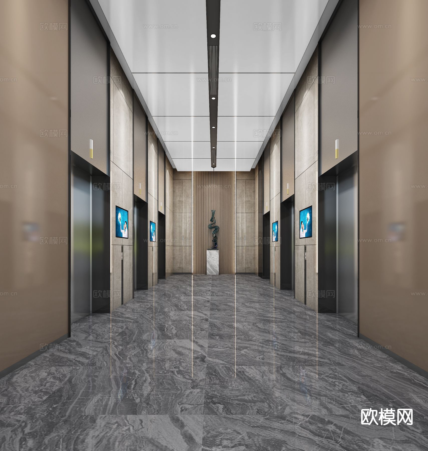 办公楼大堂 写字楼大堂3d模型下载（渲染图4）