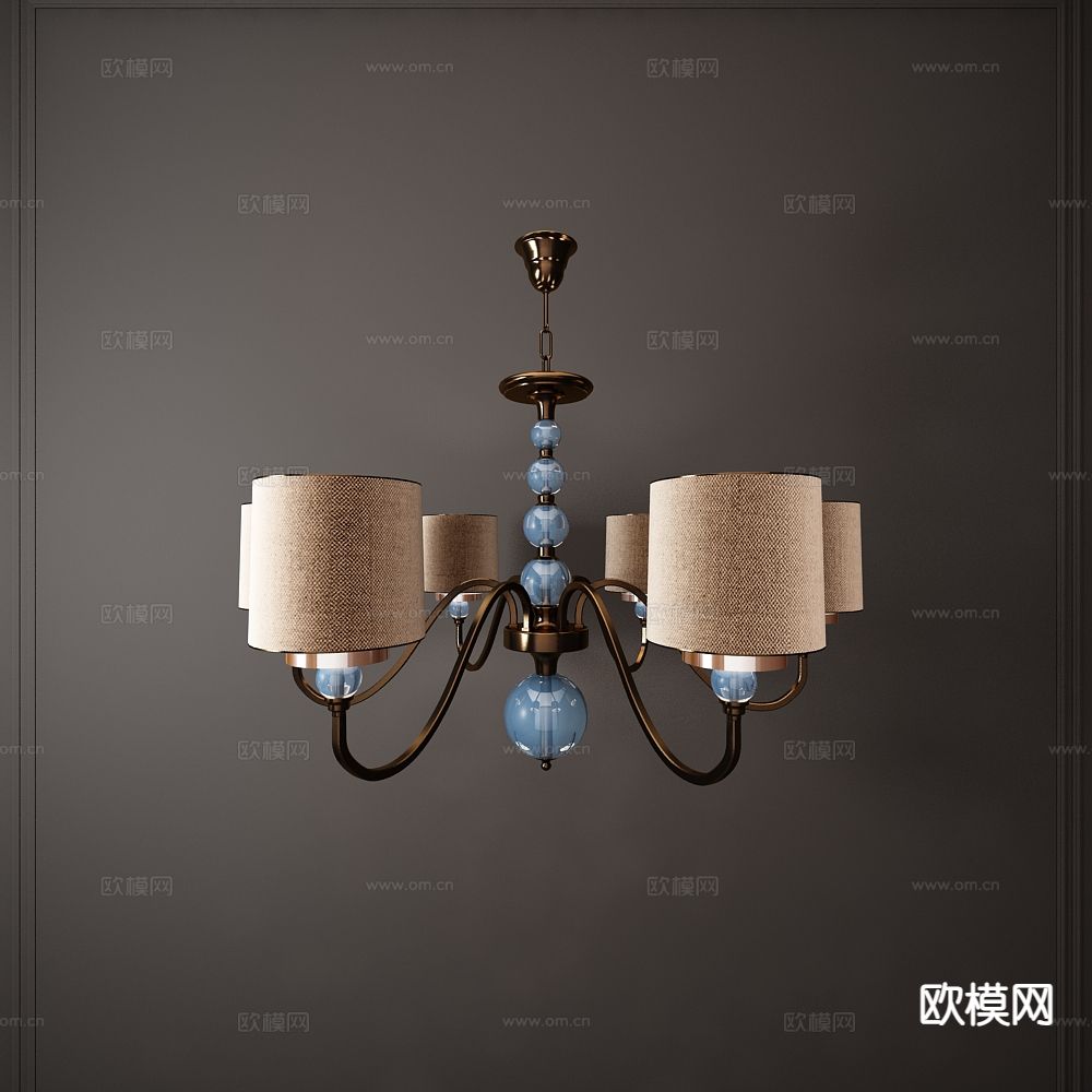 欧式古典吊灯 多头吊灯3d模型下载