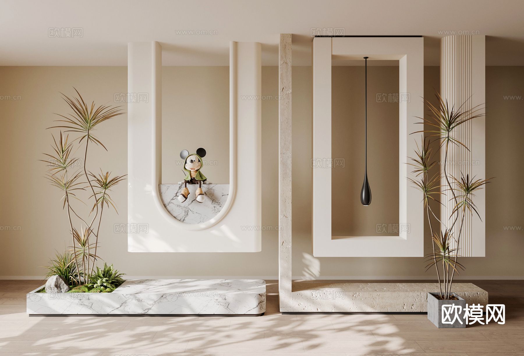 奶油风隔断 玄关隔断3d模型下载