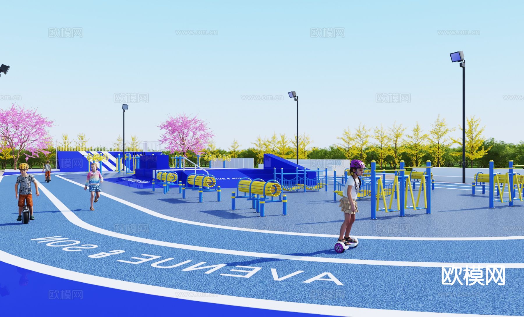 现代轮滑坡道3d模型下载