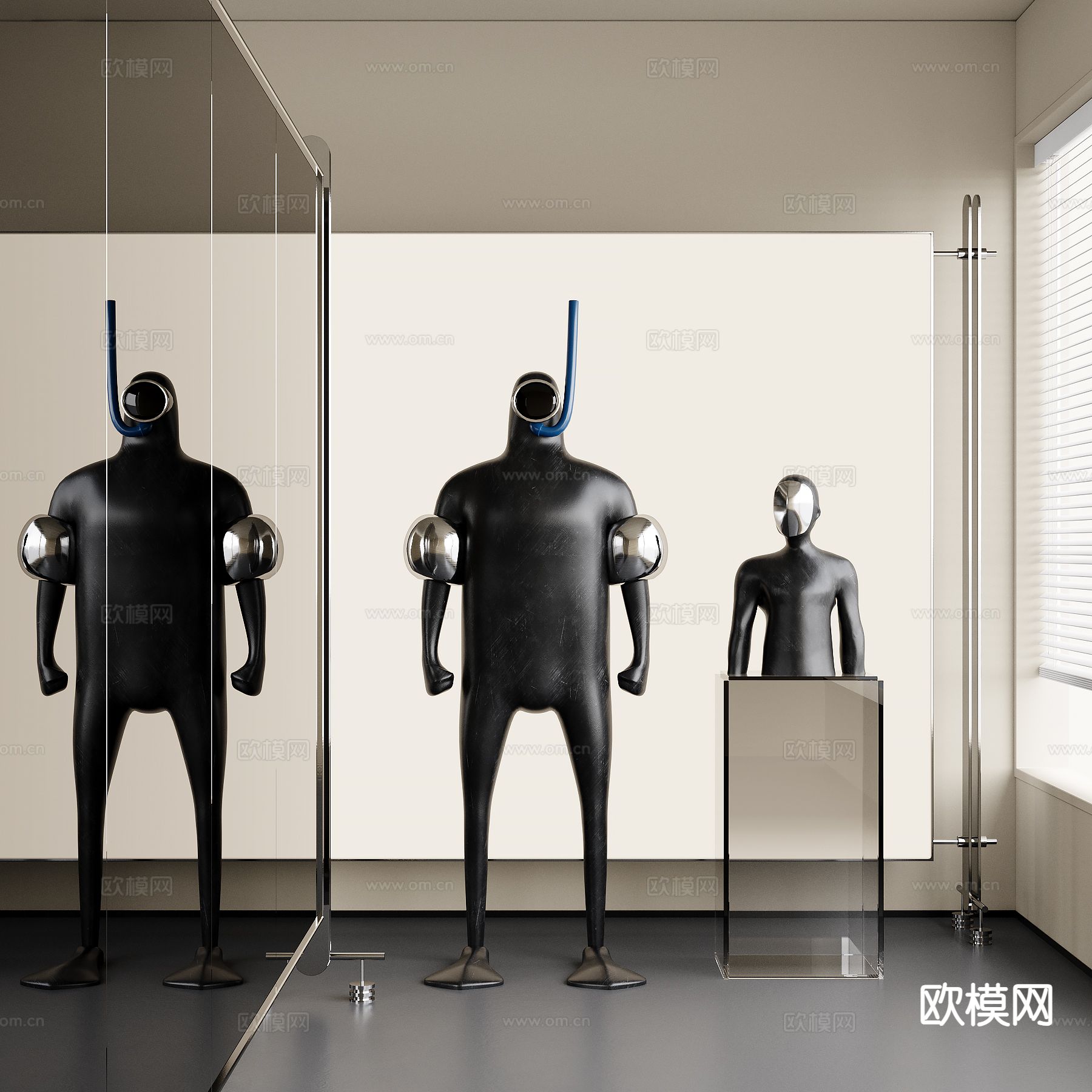 现代人物雕塑 雕塑装置su模型