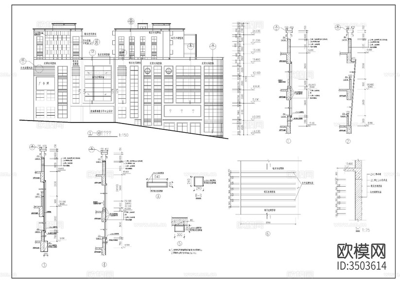 農(nóng)貿(mào)菜市場(chǎng)建施cad施工圖下載(渲染圖8)