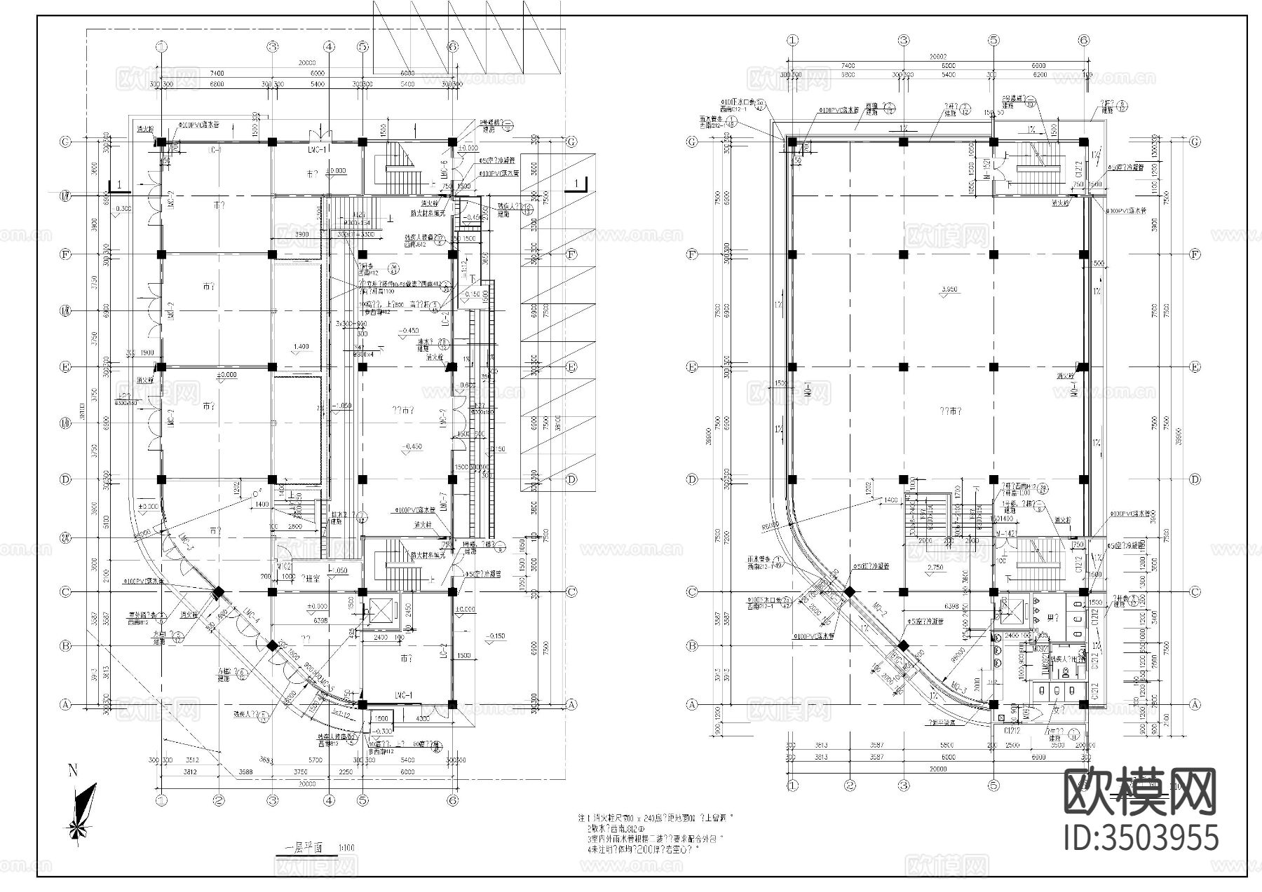 4层农贸市场建筑图cad施工图下载（渲染图1）