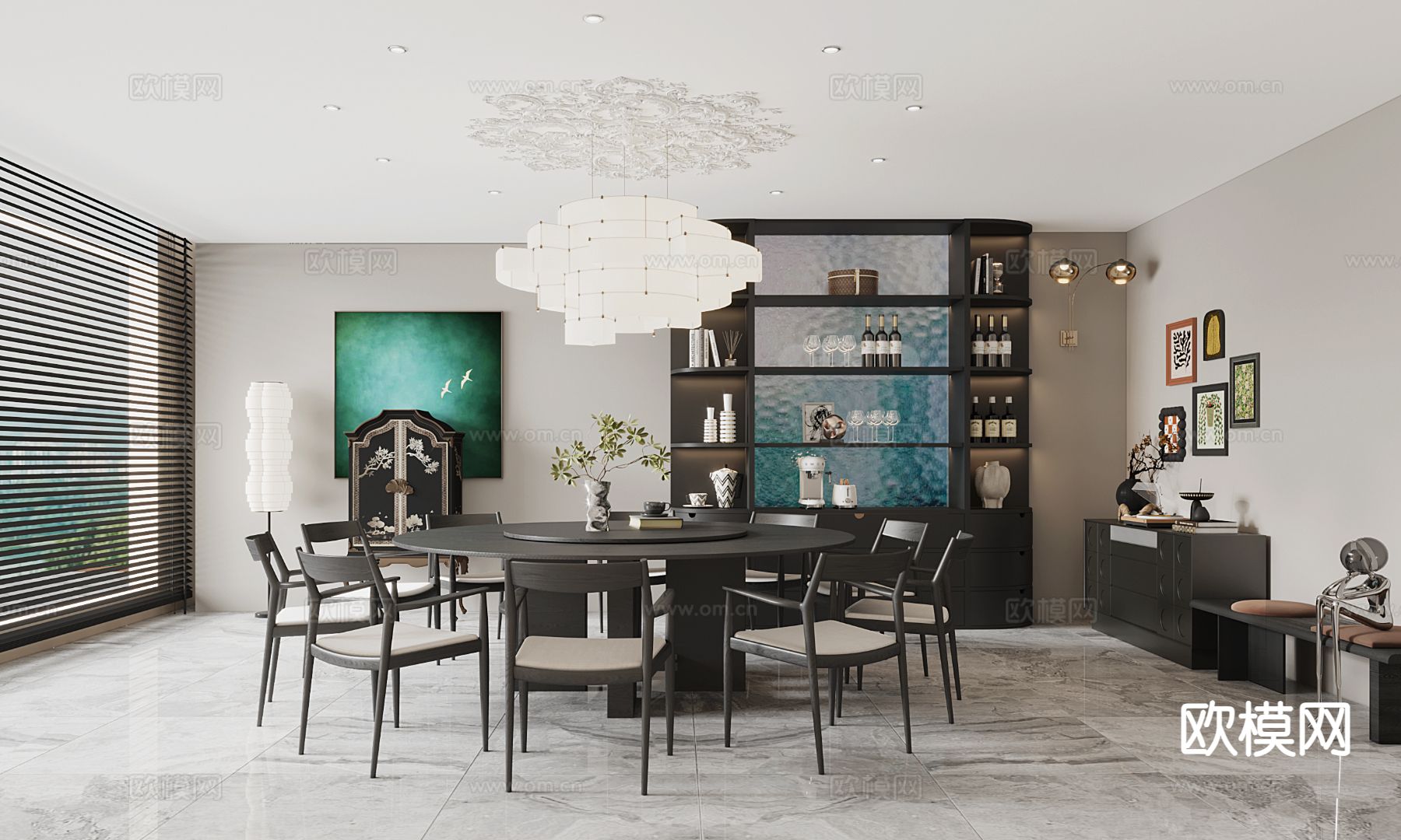 中古风包房 餐饮店包厢3d模型下载