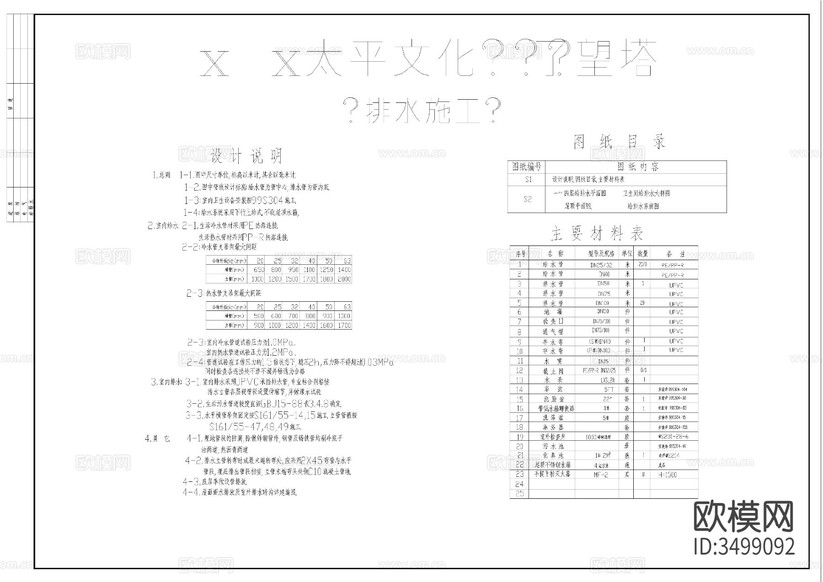 瞭望塔給排水圖cad施工圖下載(渲染圖1)