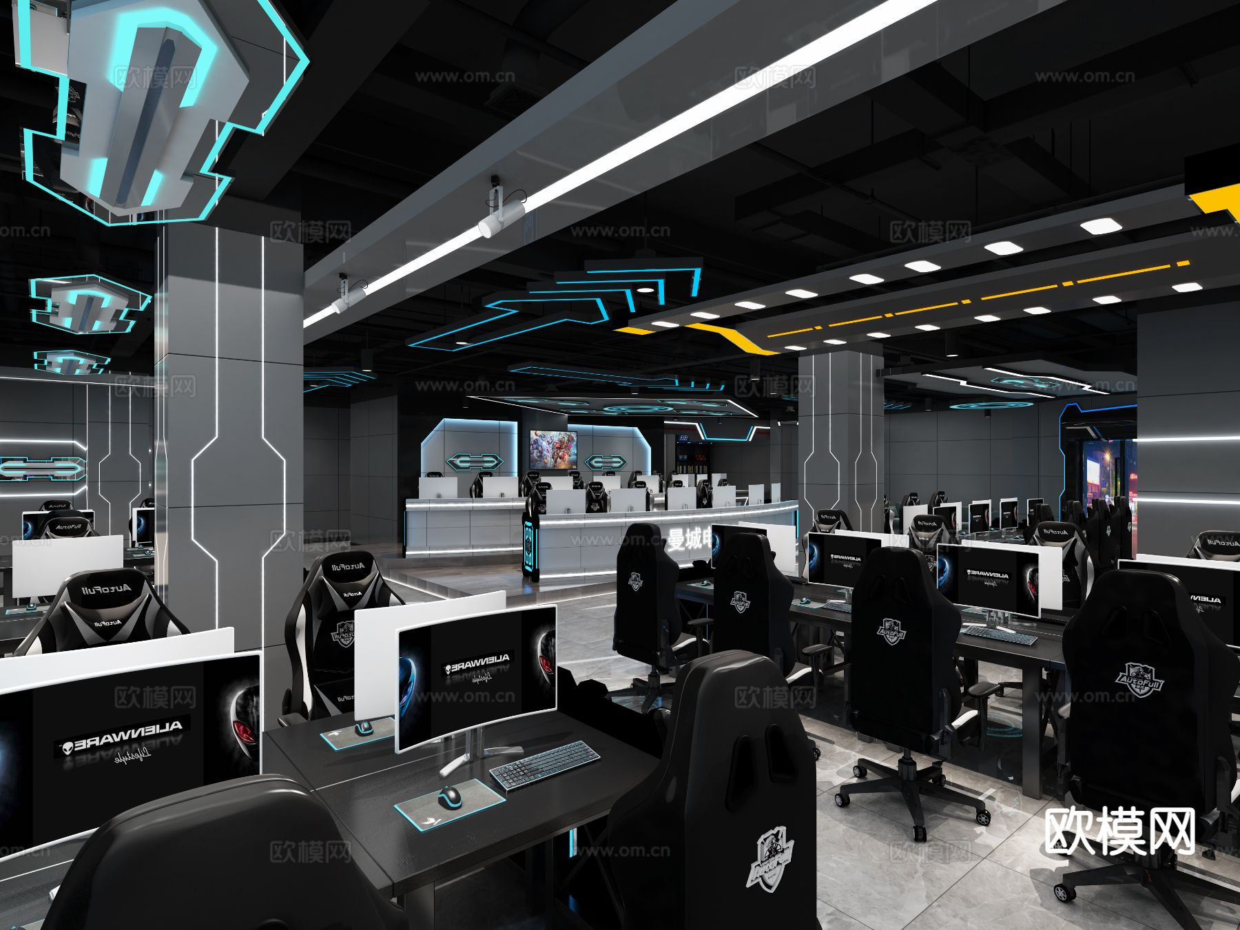 现代网吧 网咖3d模型下载（渲染图2）