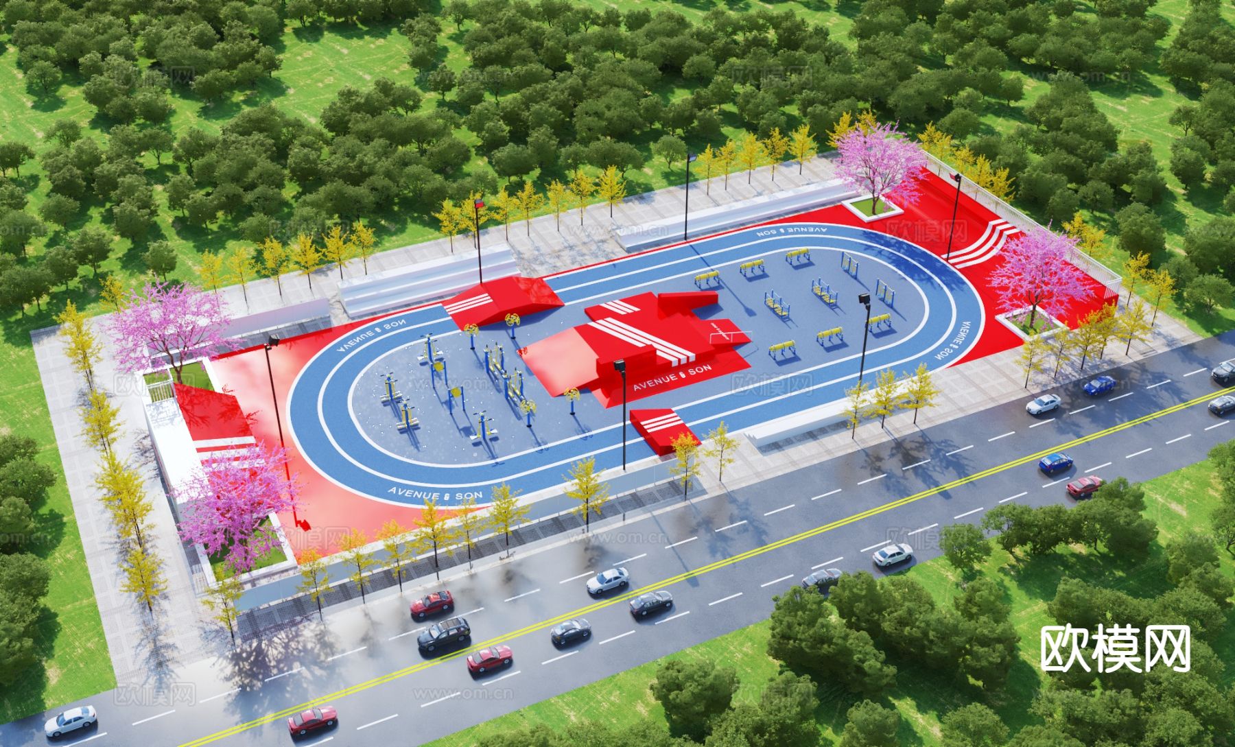 现代轮滑坡道3d模型下载