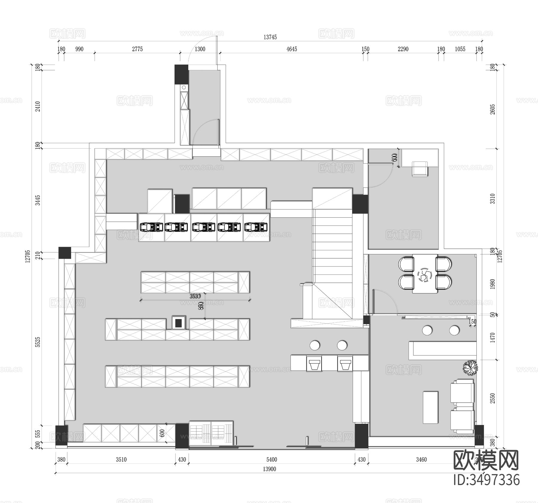 母婴店CAD平面图下载（渲染图1）