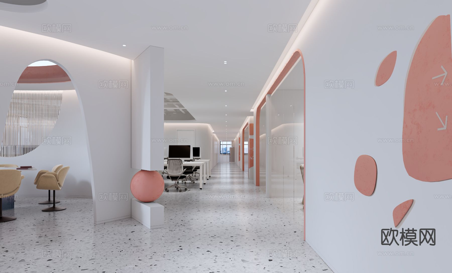 办公室过道 走廊3d模型下载