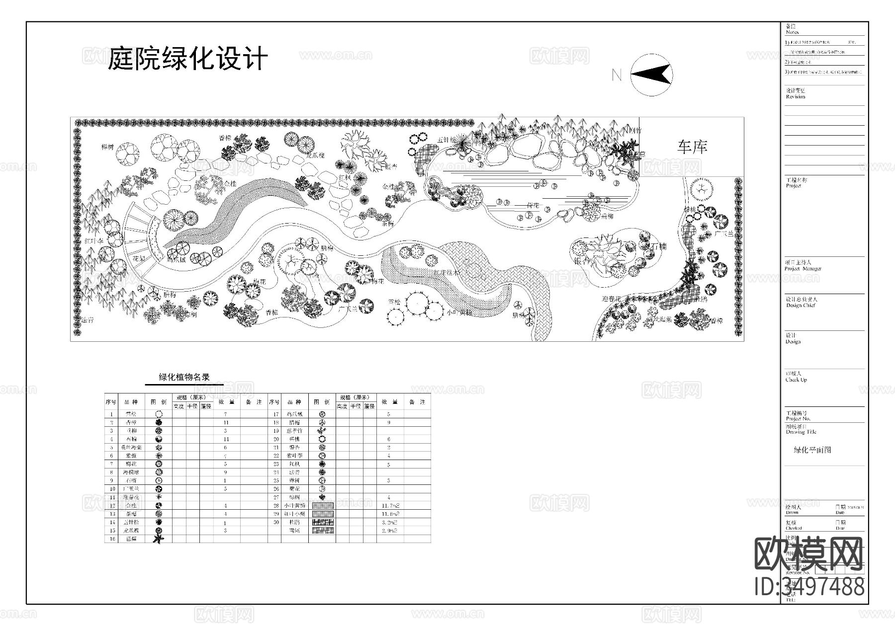 庭院绿地CAD平面图下载