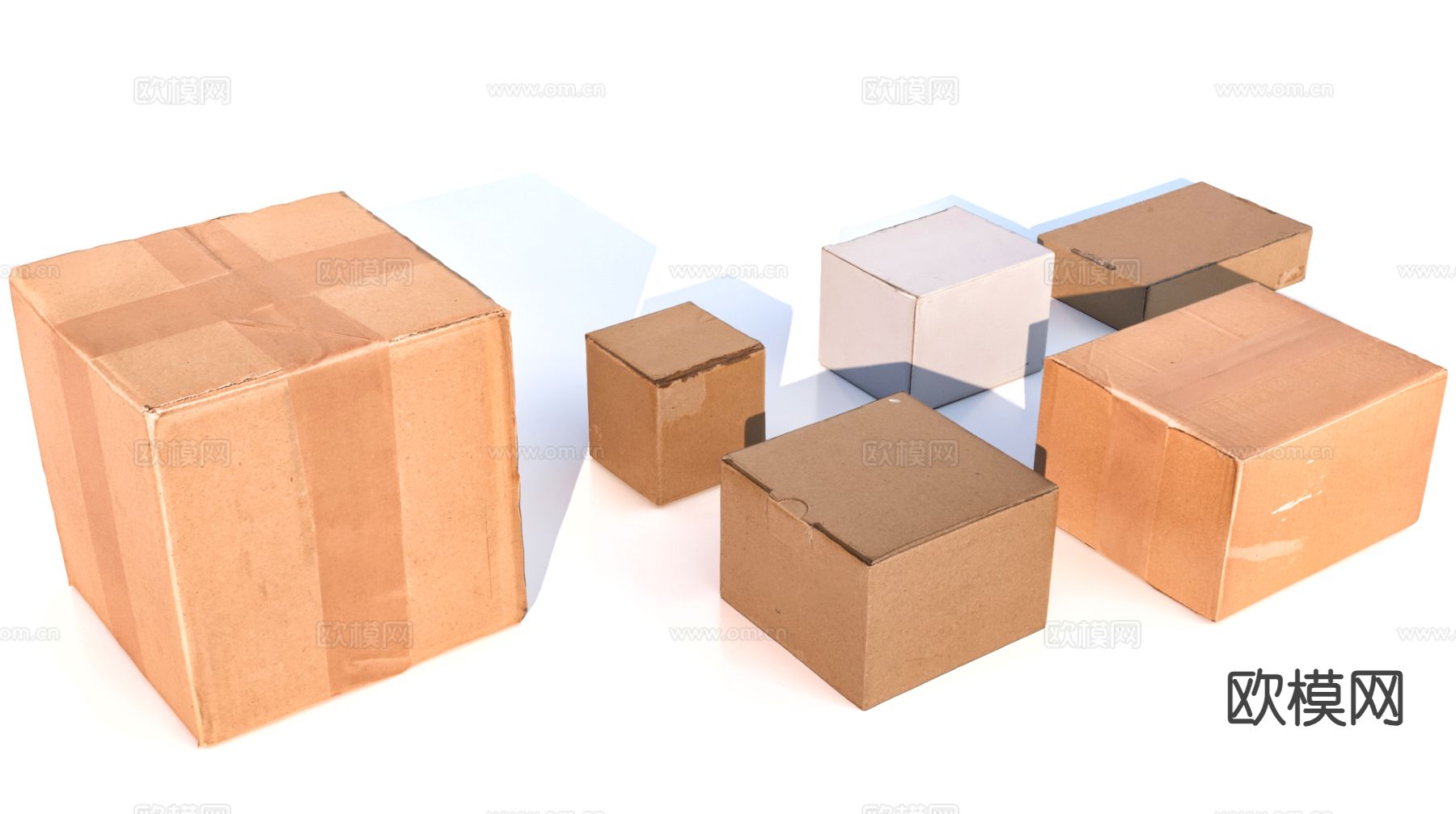 盒子 纸盒 快递盒su模型下载（渲染图2）