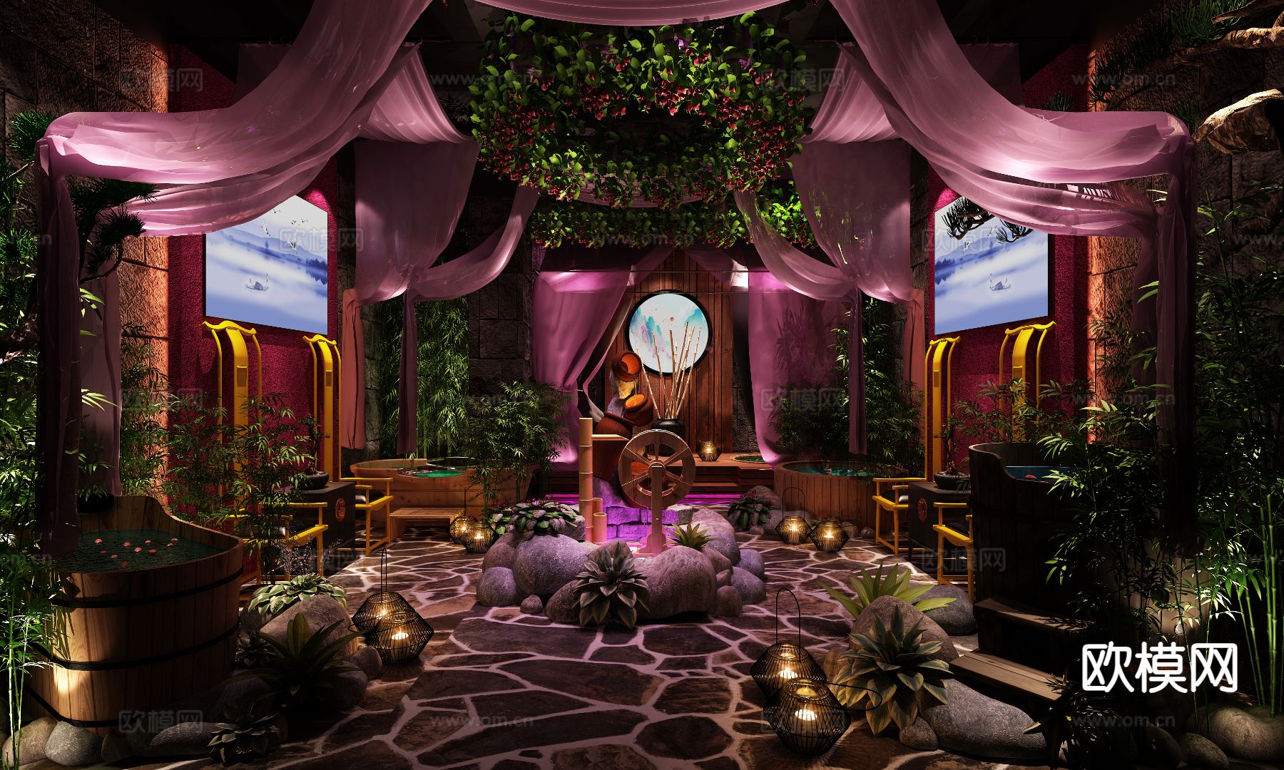 洗浴中心 养生会所 泡池3d模型下载