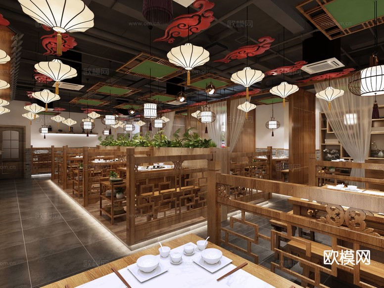 新中式火鍋店3d模型下載(渲染圖4)