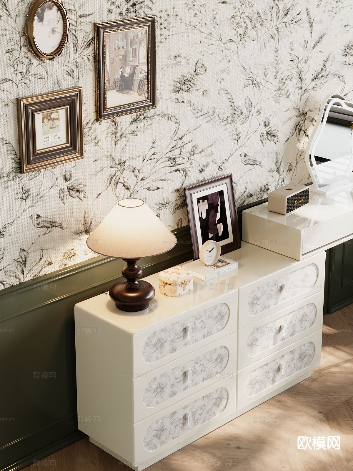 法式梳妆台su模型下载（渲染图3）