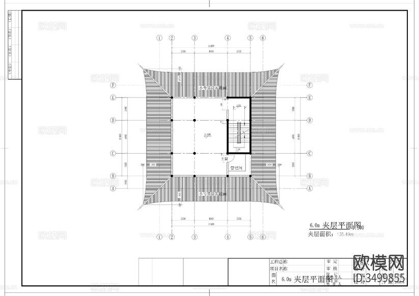 水云閣建筑圖cad施工圖下載(渲染圖2)