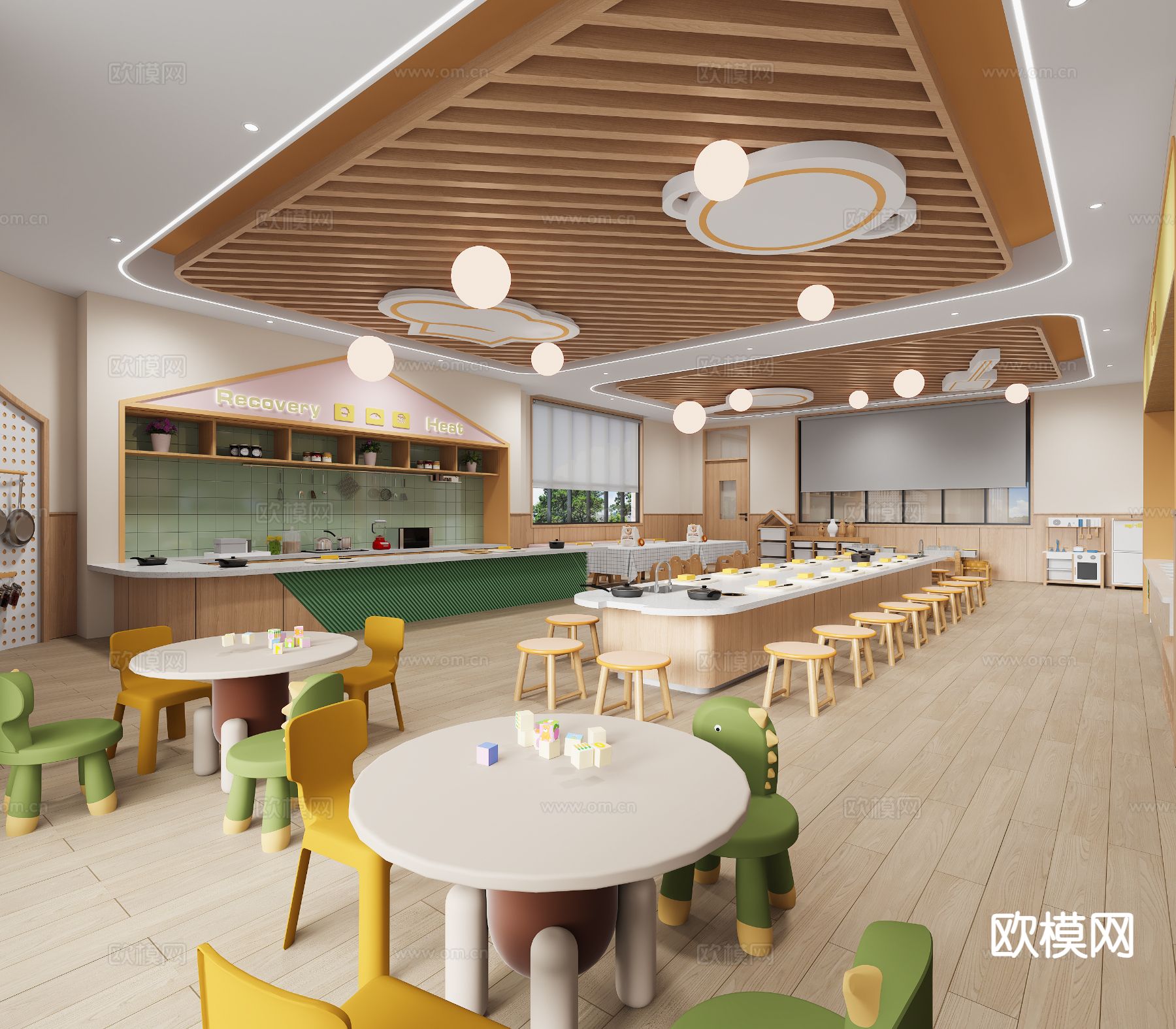 现代幼儿园教室 活动室3d模型下载（渲染图1）