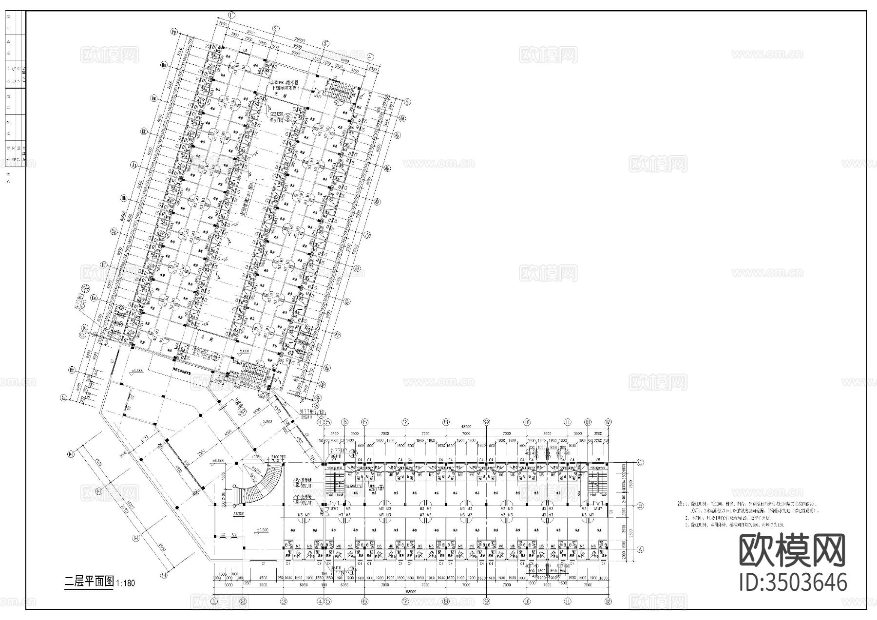 3层综合市场建筑cad施工图下载（渲染图5）