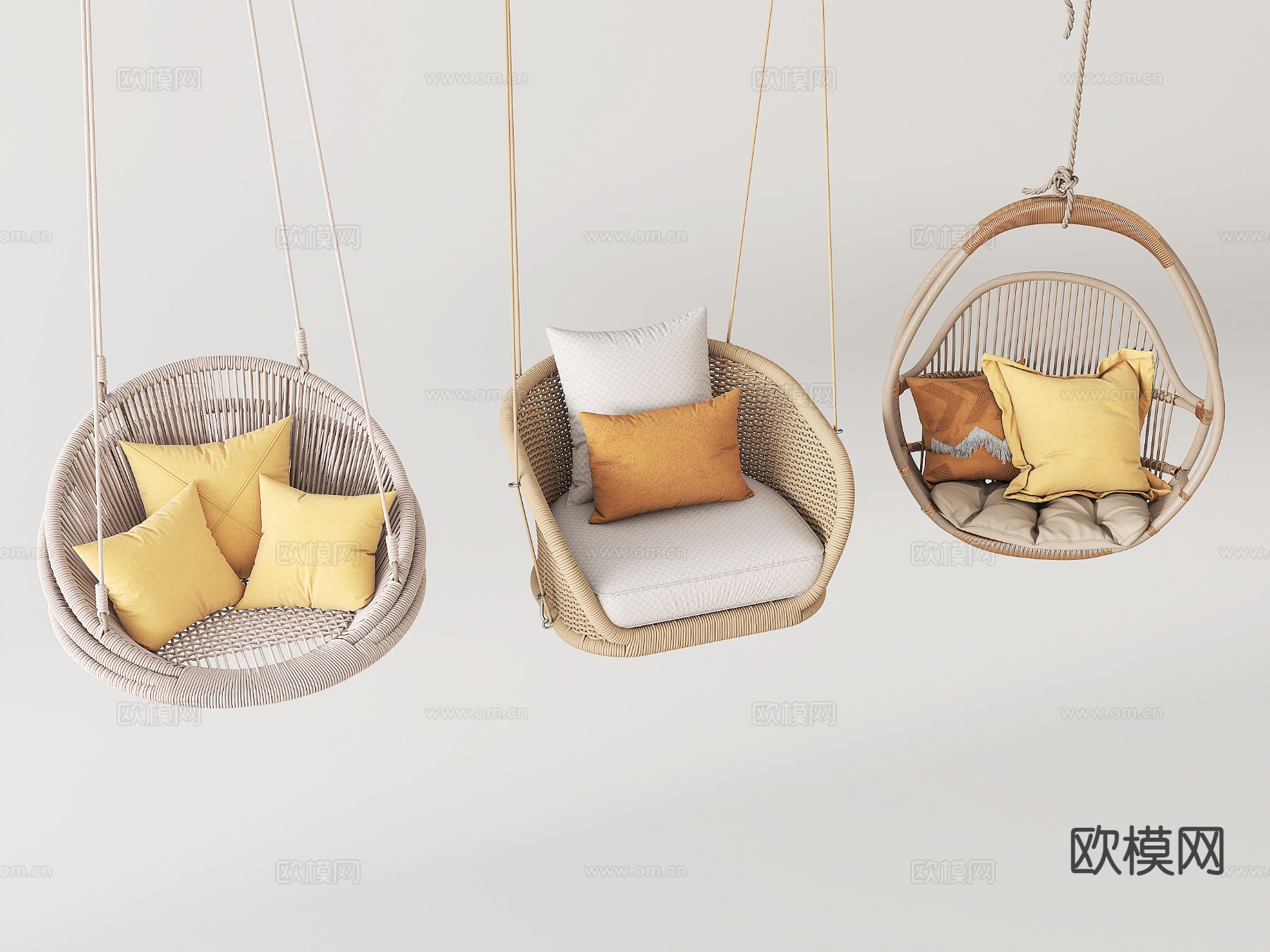 侘寂风秋千 吊椅3d模型下载