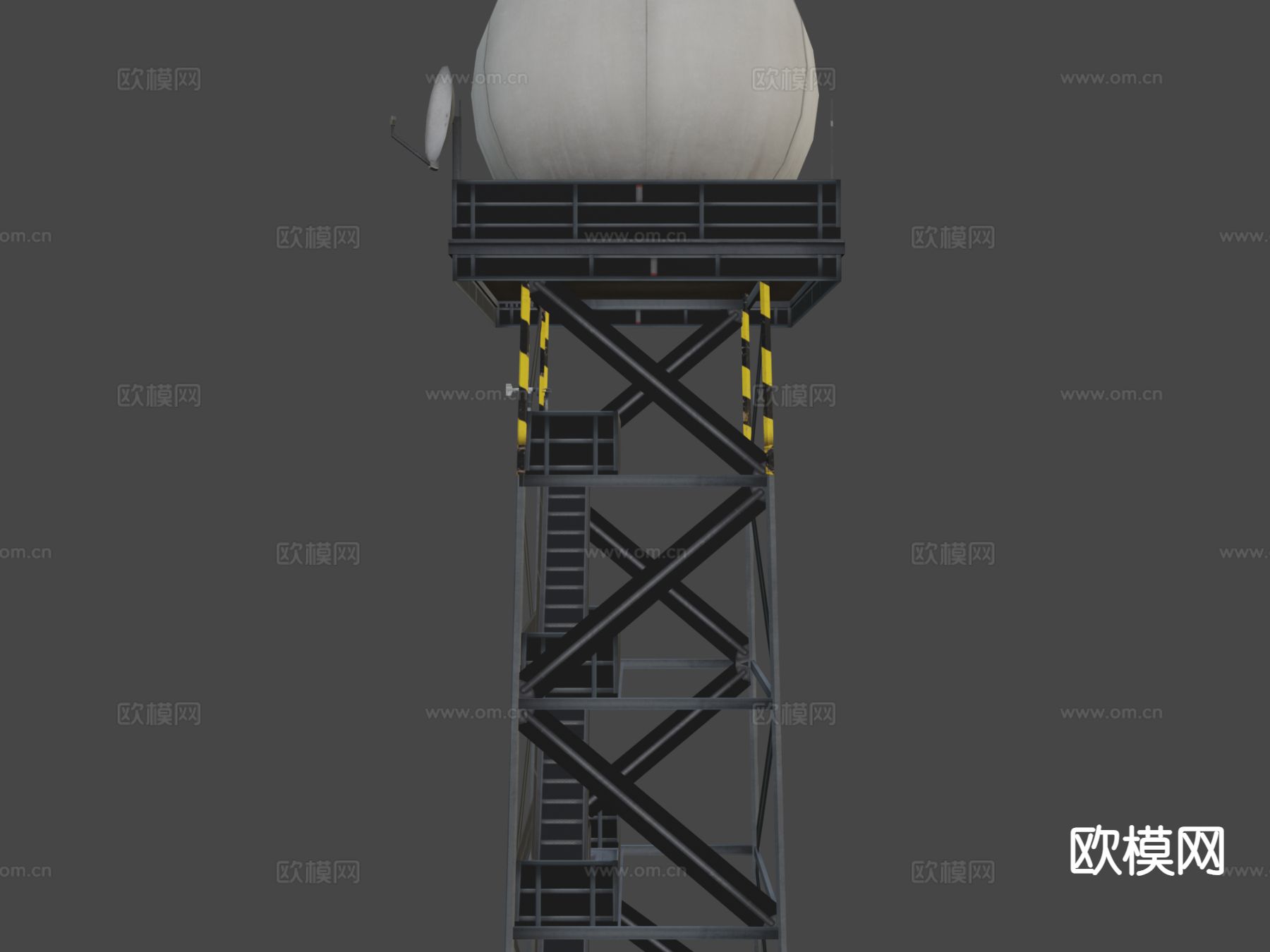 天气雷达塔3d模型下载（渲染图3）