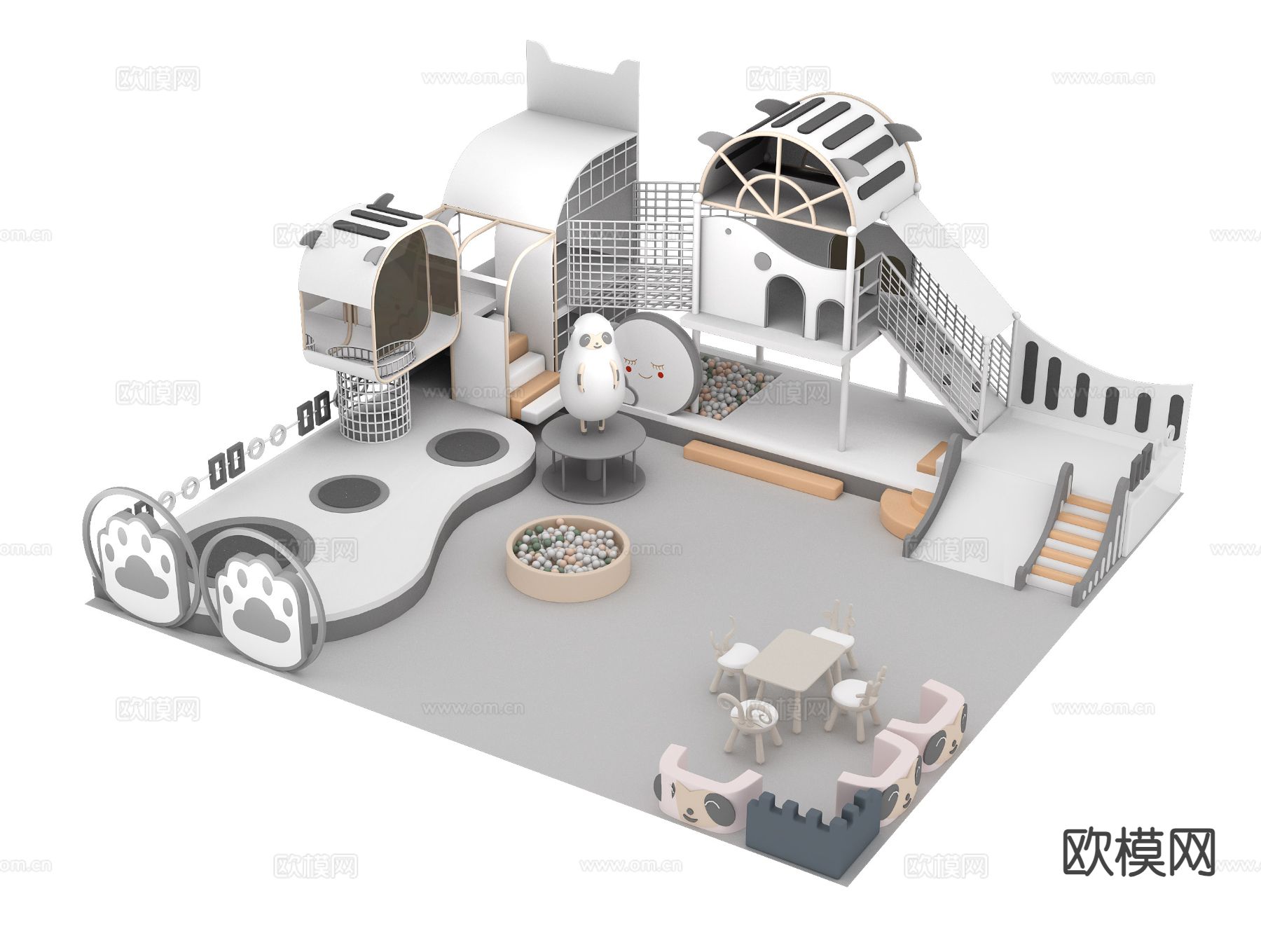 游乐器材 滑滑梯 海洋池3d模型下载