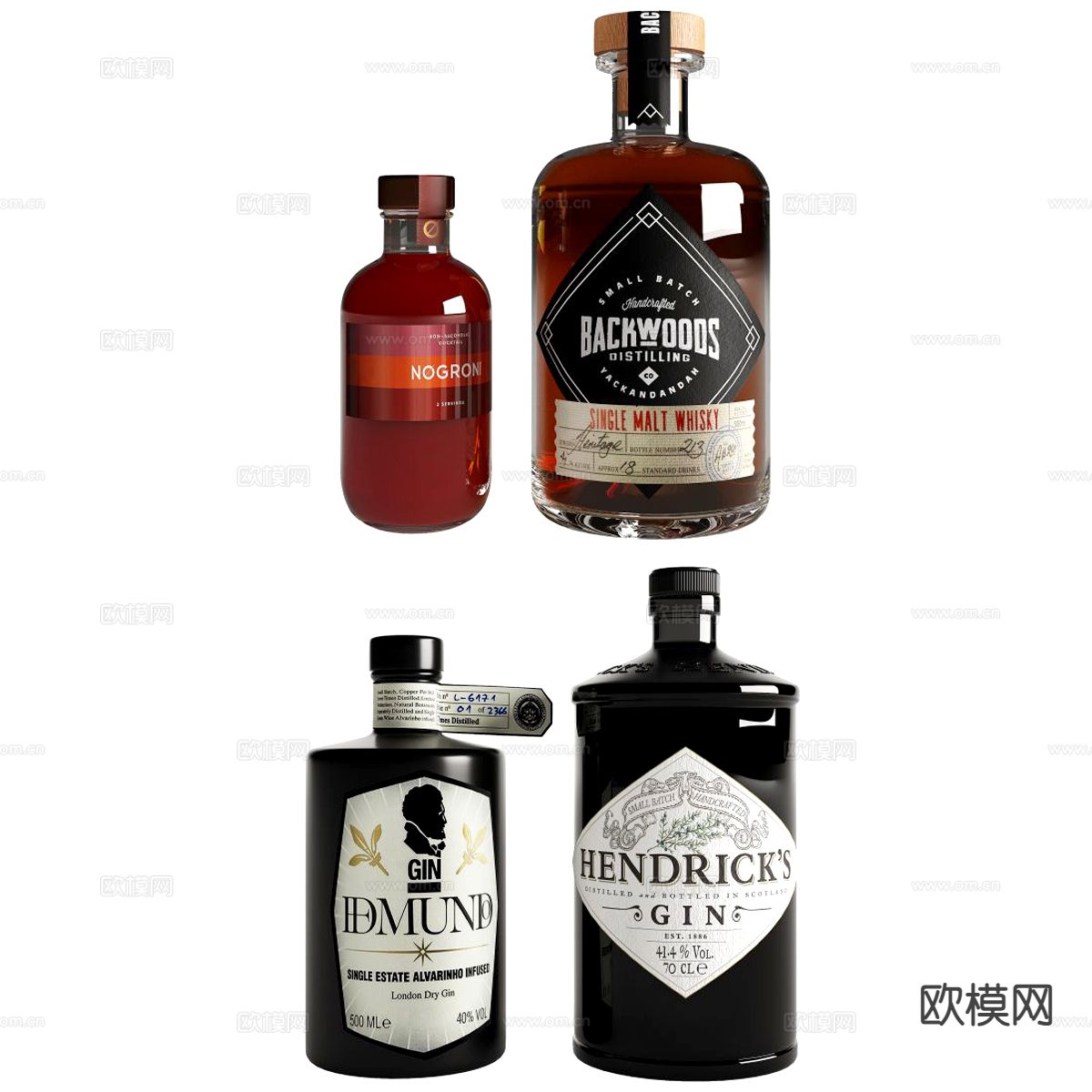 红酒 洋酒 酒瓶su模型下载（渲染图2）