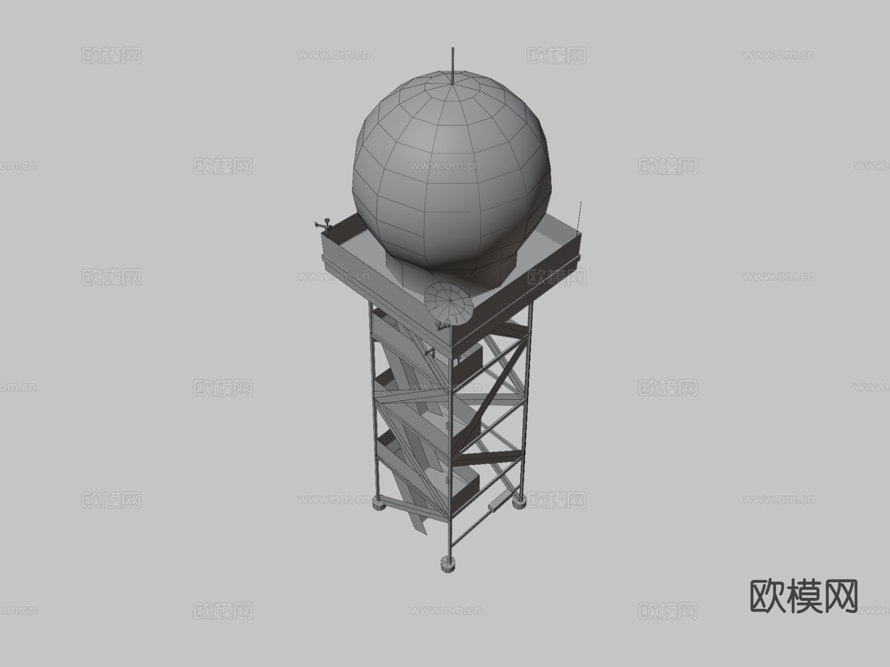 天气雷达塔3d模型下载（渲染图2）