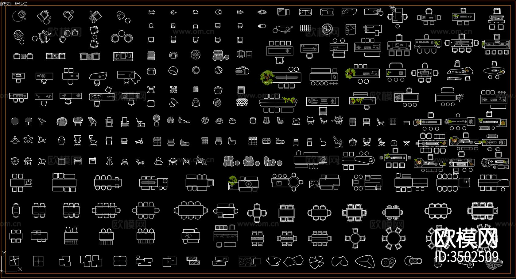 桌椅cad图库下载（渲染图2）