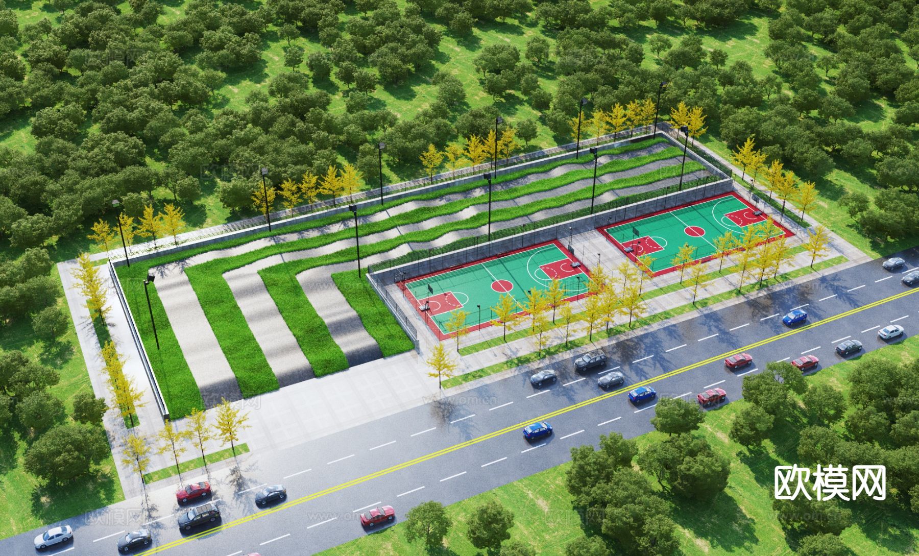 现代轮滑坡道3d模型下载