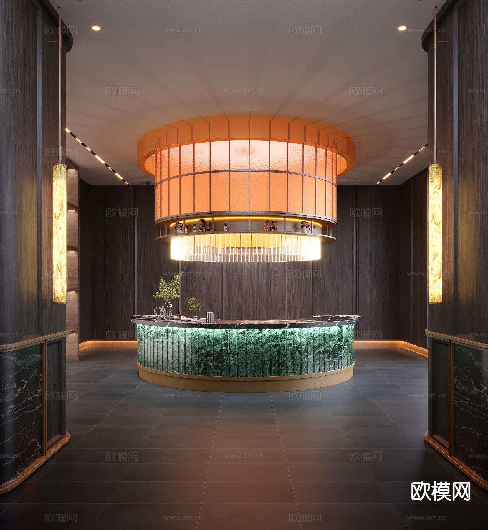 现代酒店大厅吧台su模型下载（渲染图2）