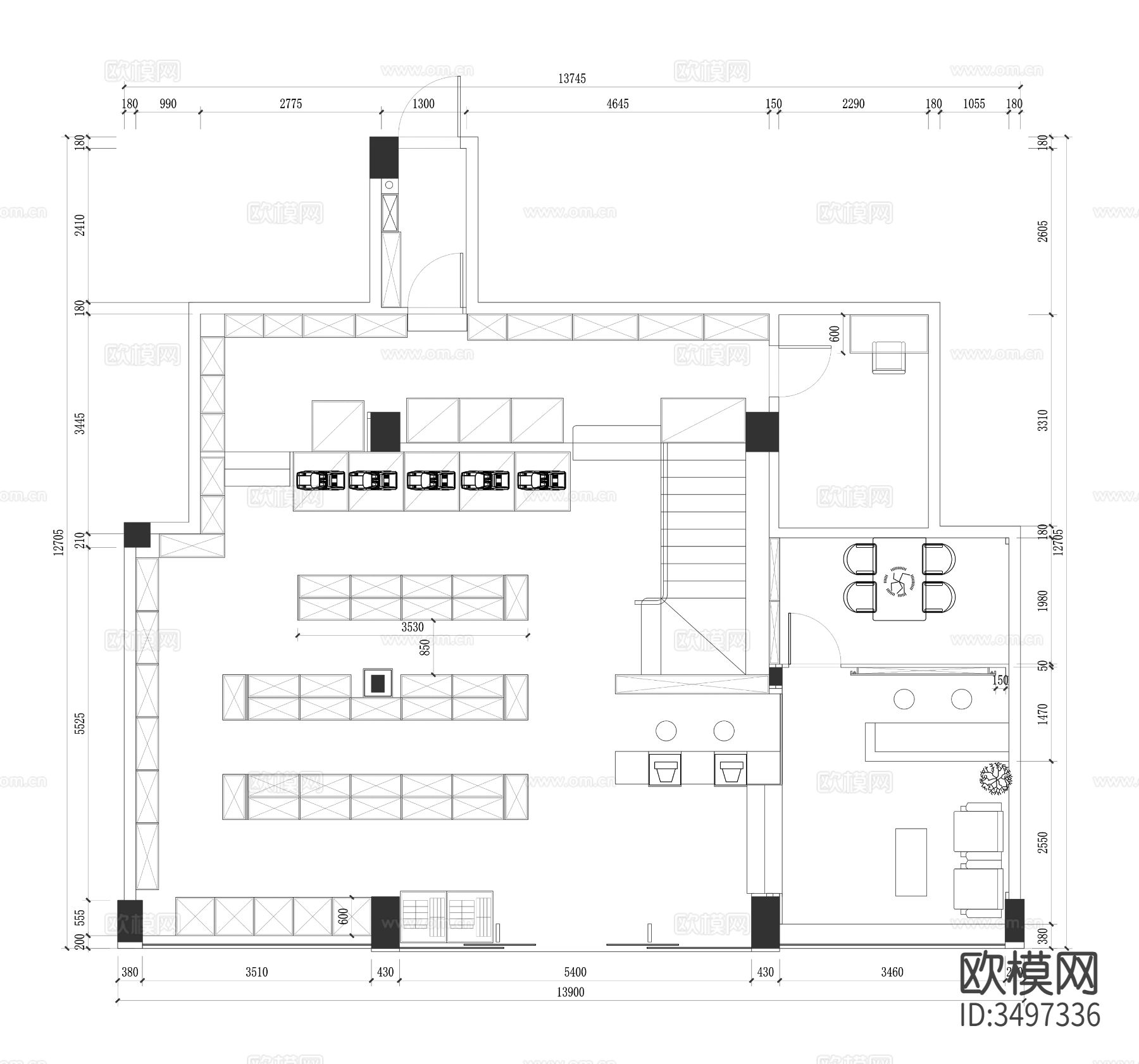 母婴店CAD平面图下载（渲染图2）
