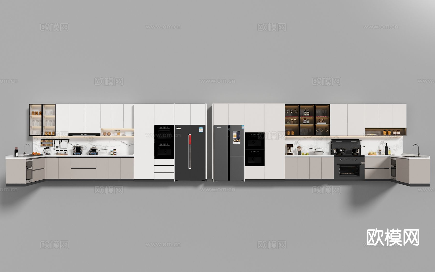 橱柜 集成灶su模型下载（渲染图2）