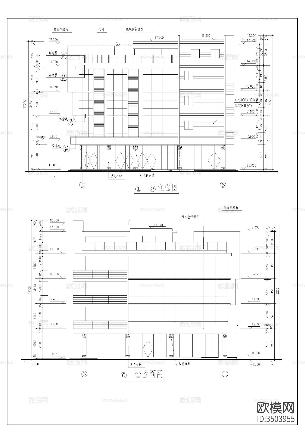 4层农贸市场建筑图cad施工图下载（渲染图2）