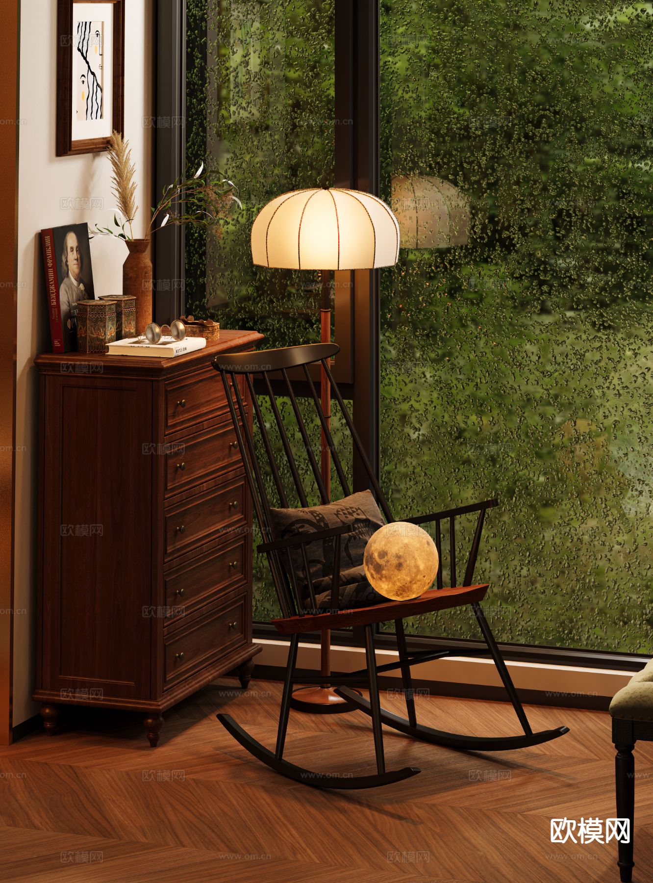 美式复古摇椅 斗柜3d模型下载