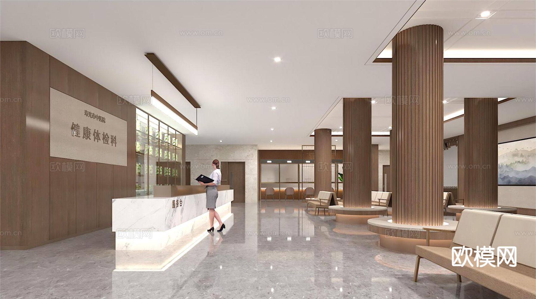 医院门诊 医院大厅3d模型下载（渲染图1）