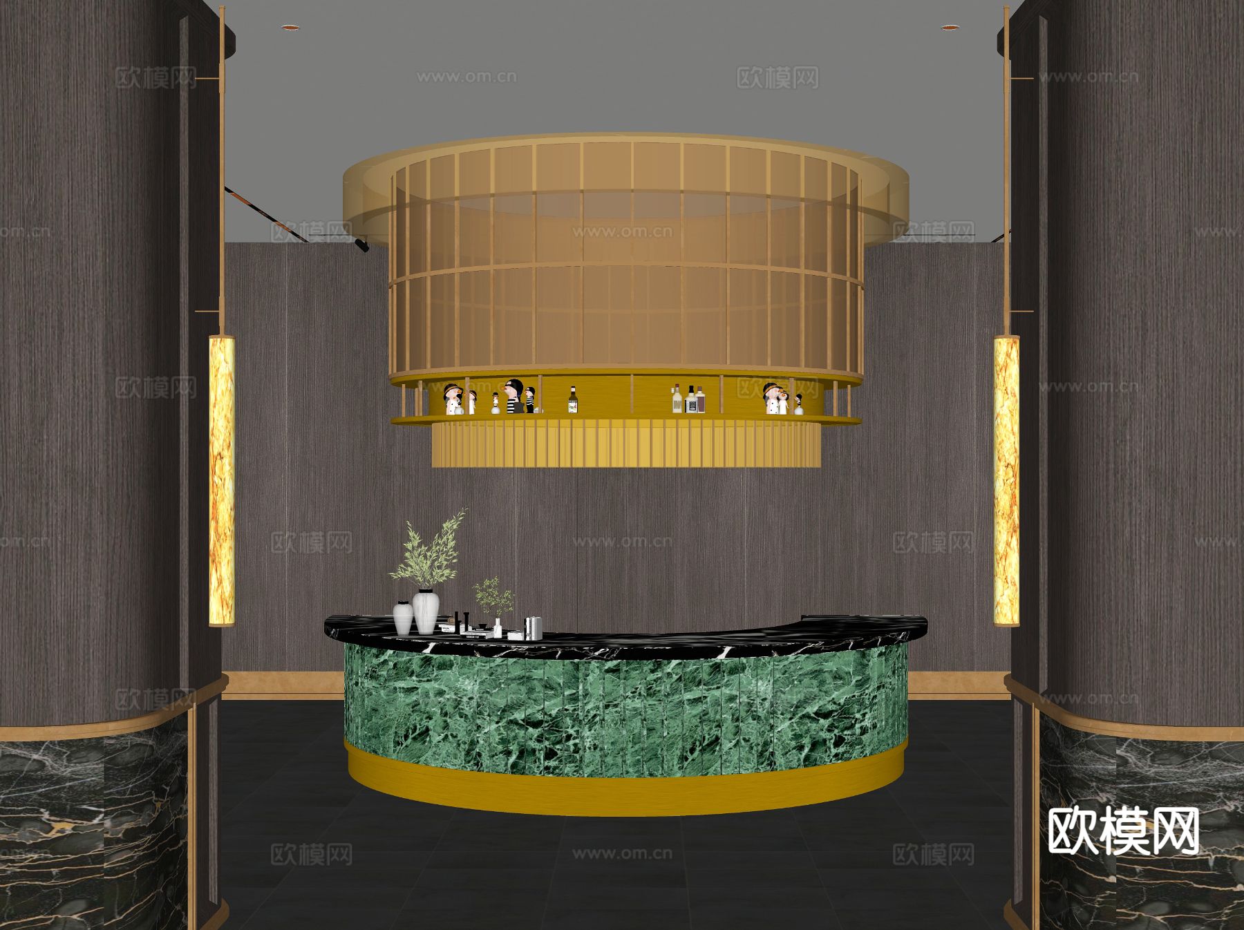 现代酒店大厅吧台su模型下载（渲染图1）