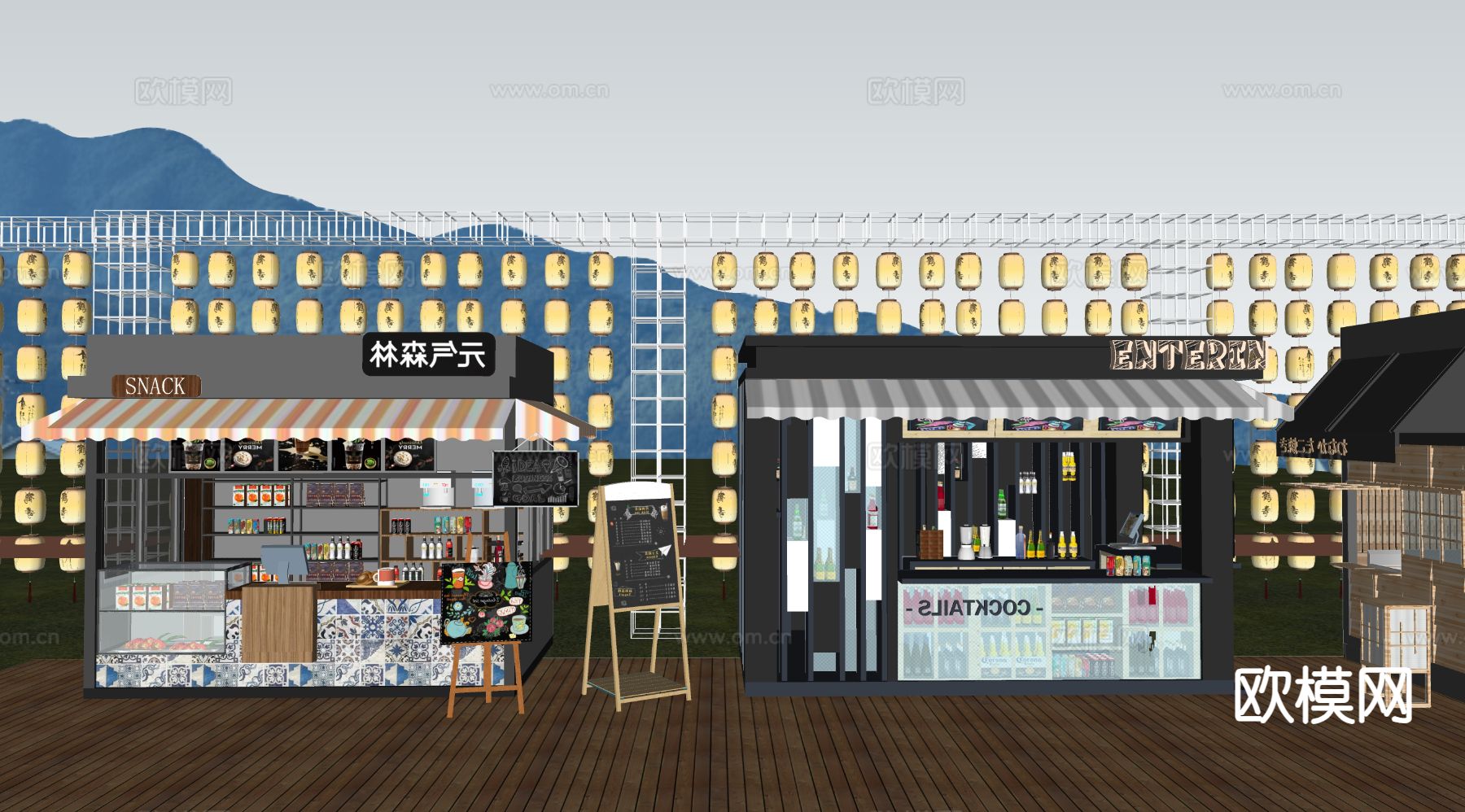 网红摊位 活动摊位su模型下载（渲染图3）