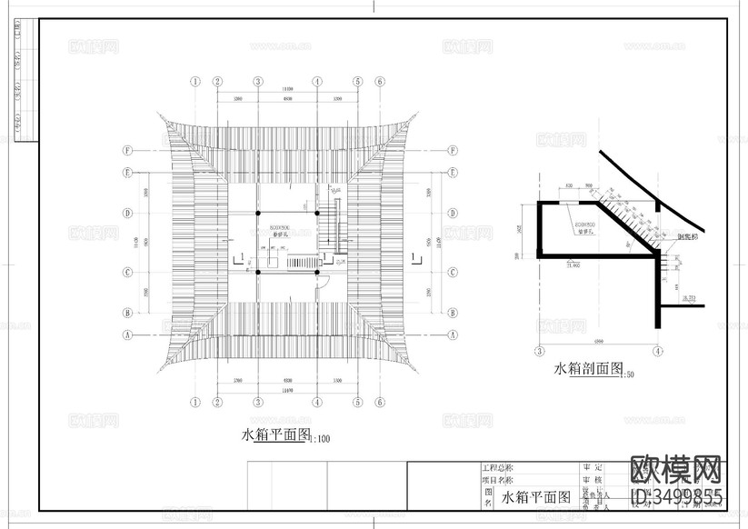 水云閣建筑圖cad施工圖下載(渲染圖7)