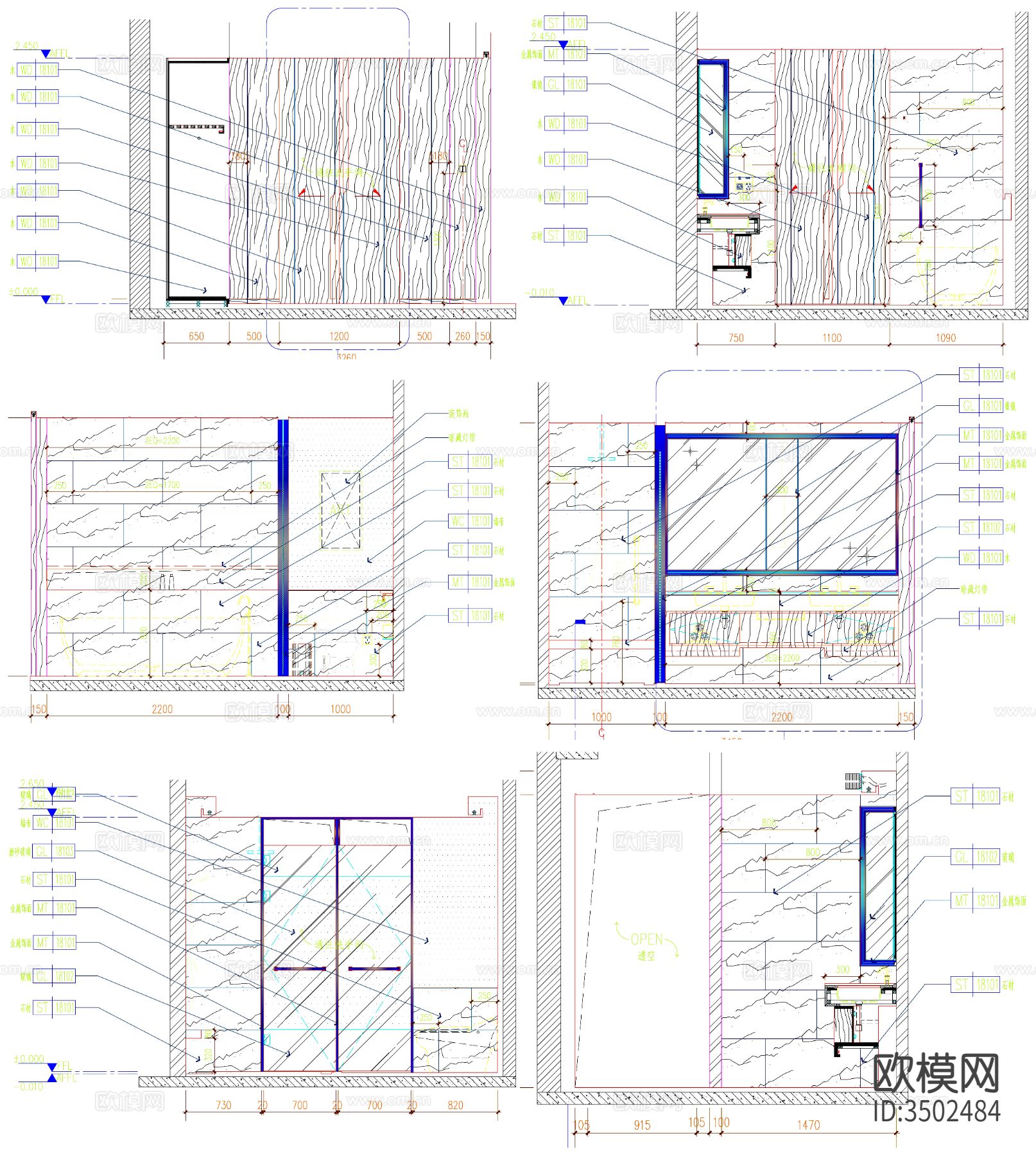 工装卫生间 卫生间装修 卫生间设计 卫生间平面 卫生间立面cad施工图下载（渲染图6）