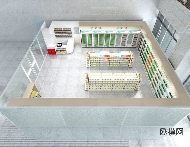现代超市 便利店3d模型下载(渲染图2)