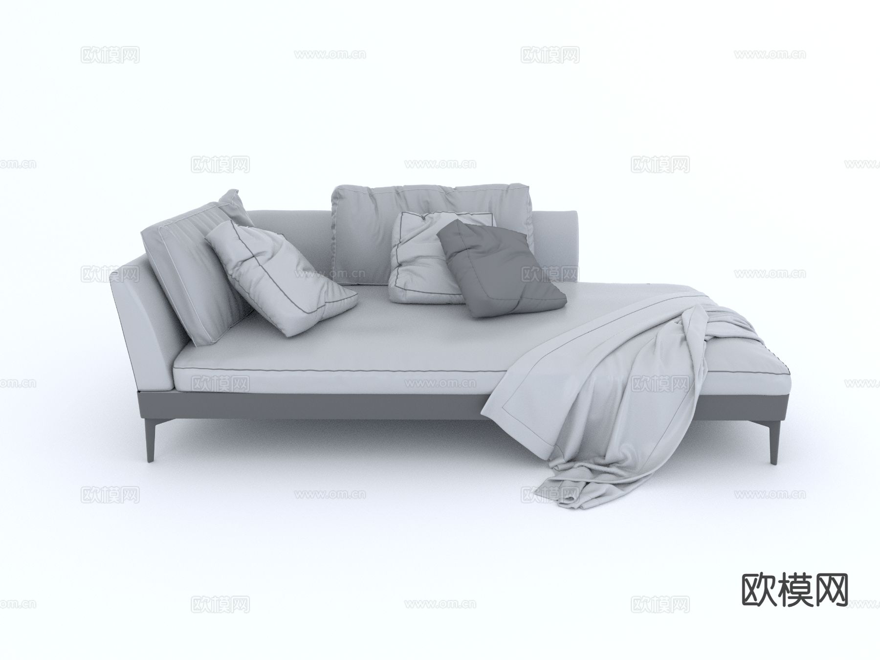 现代贵妃椅su模型下载（渲染图2）