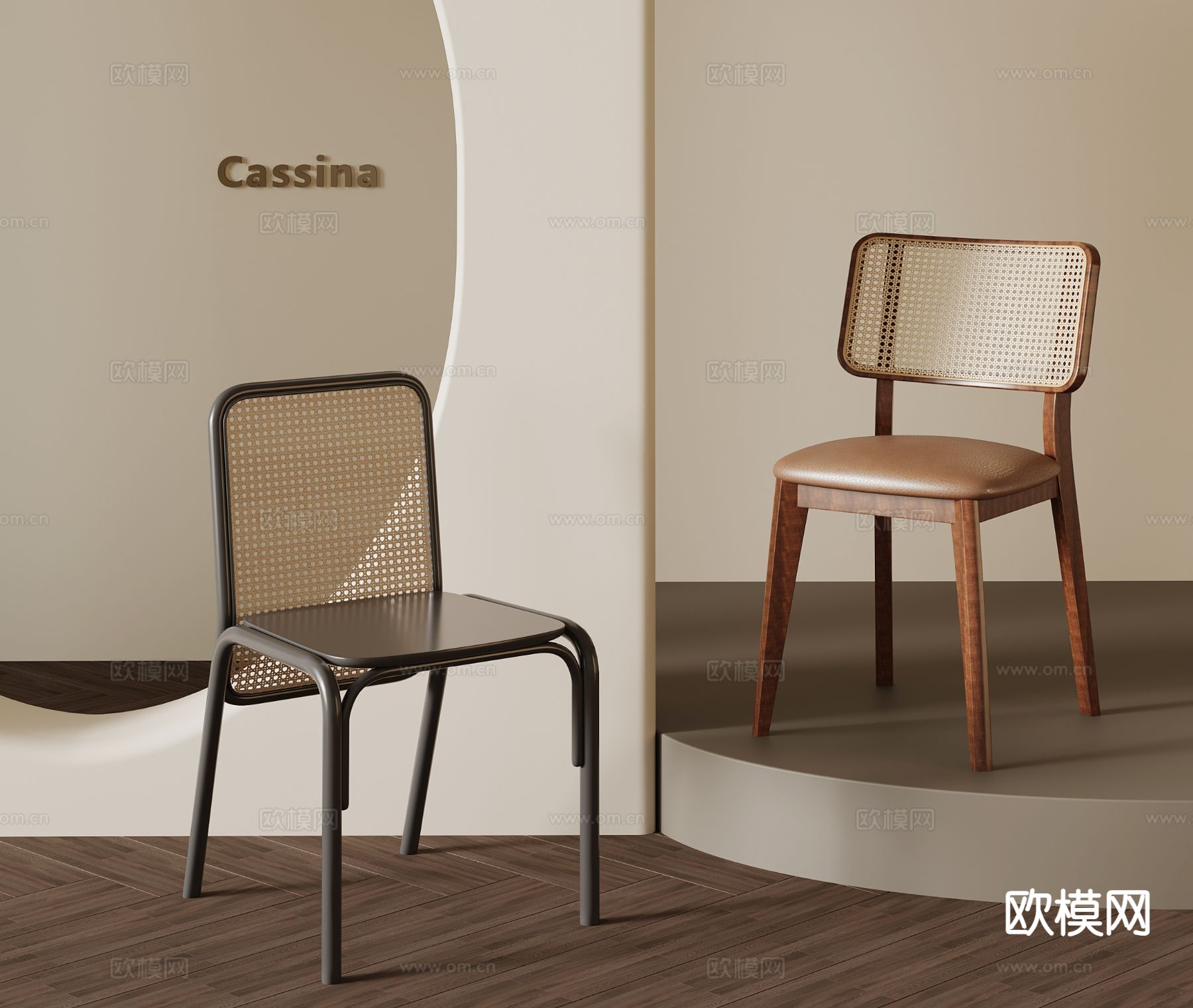 cassina 藤编椅子 餐椅3d模型下载