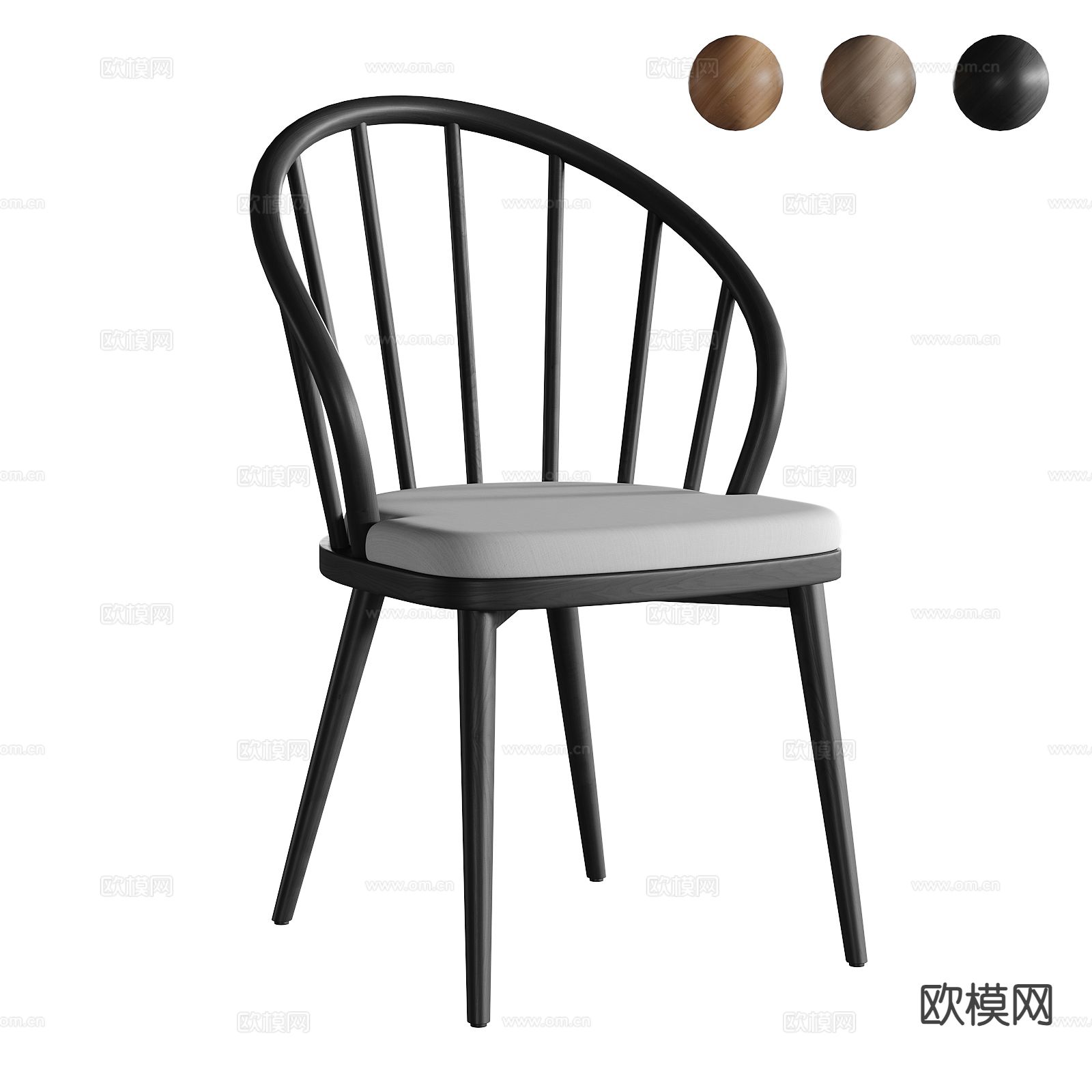 原木风椅子 餐椅3d模型下载（渲染图4）