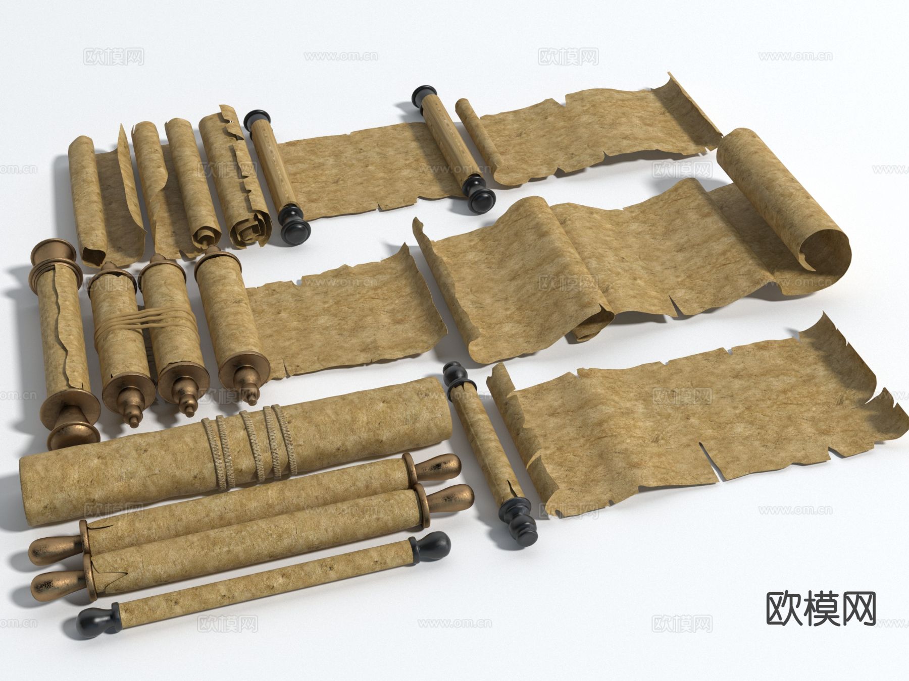 纸张 牛皮纸 画卷3d模型下载