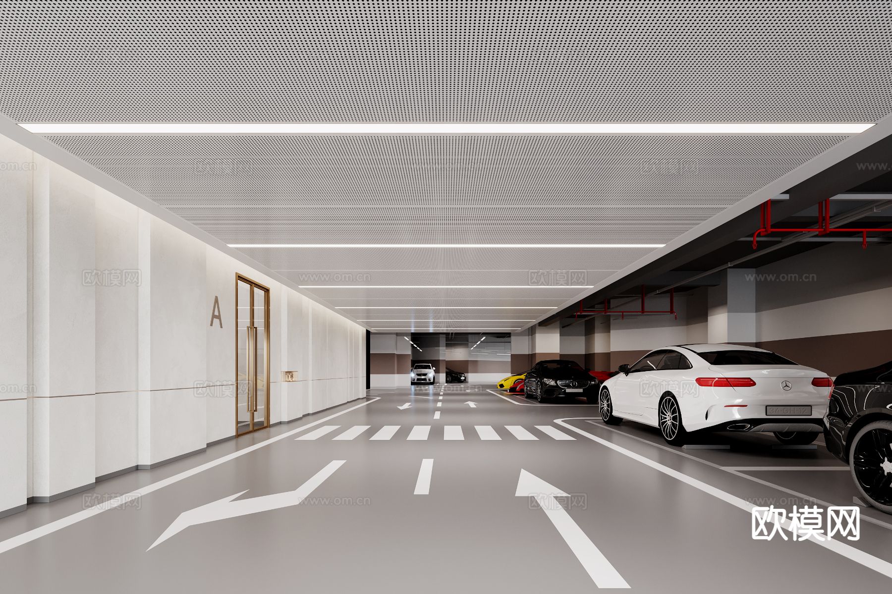 地下停车场3d模型下载