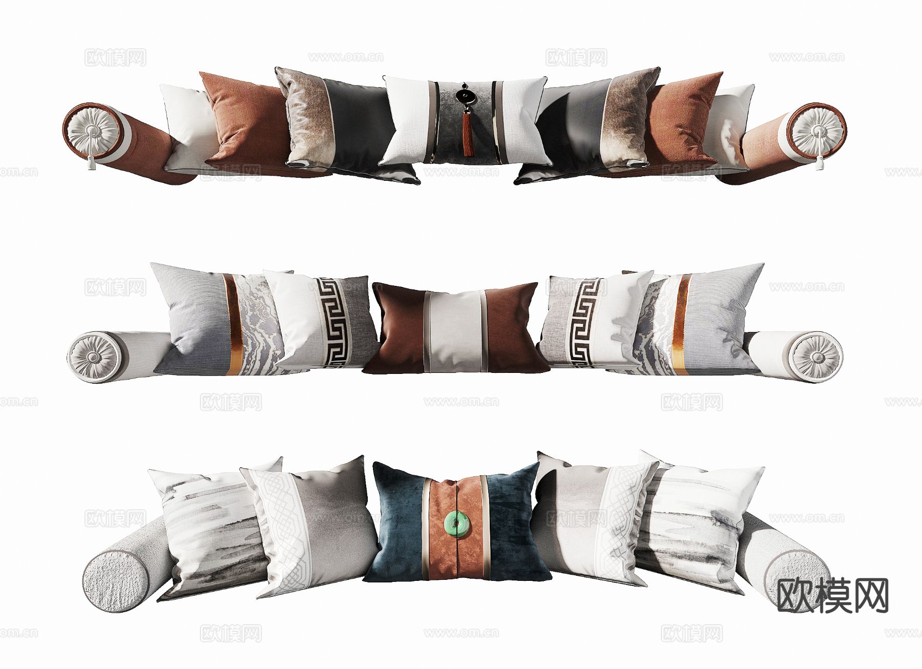 新中式靠枕 抱枕su模型下载（渲染图2）