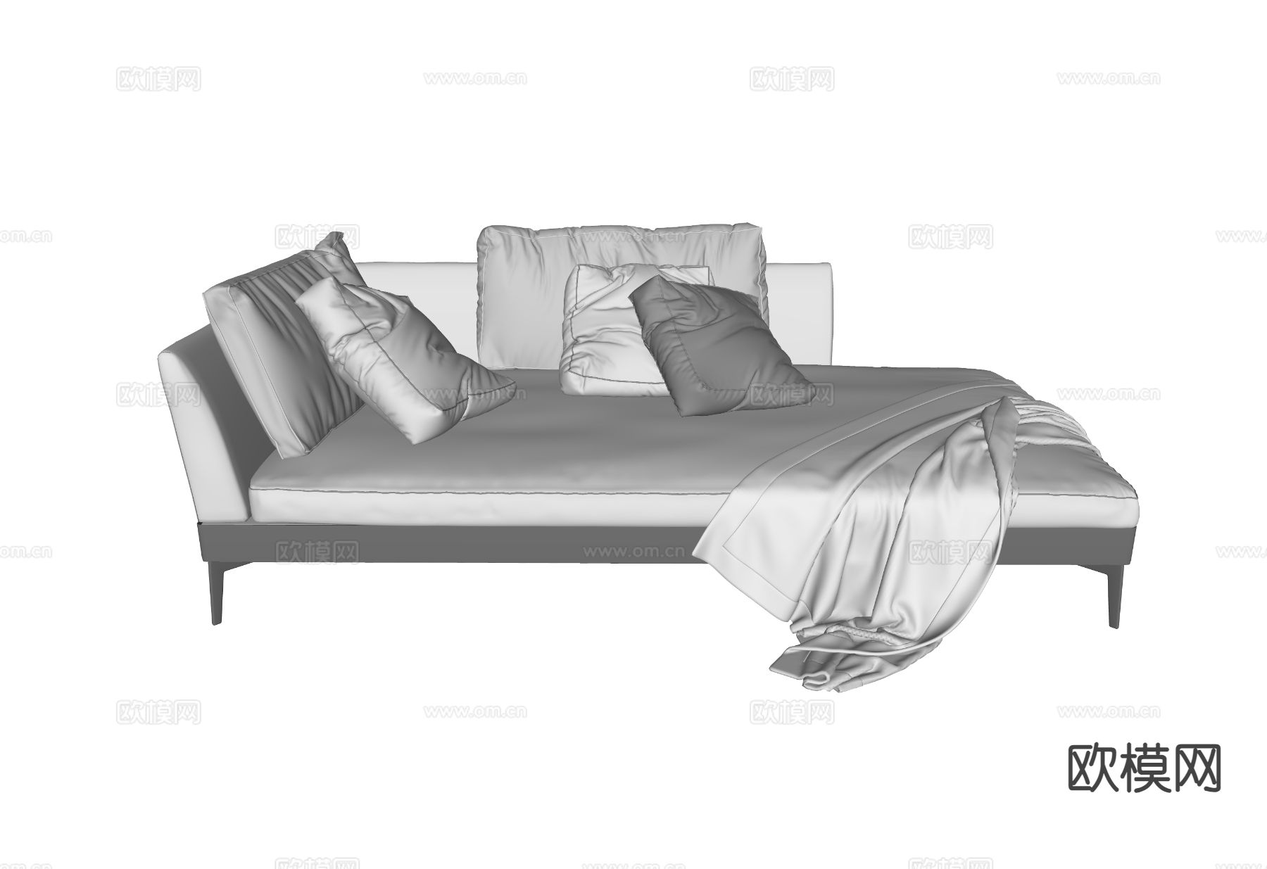 现代贵妃椅su模型下载（渲染图1）