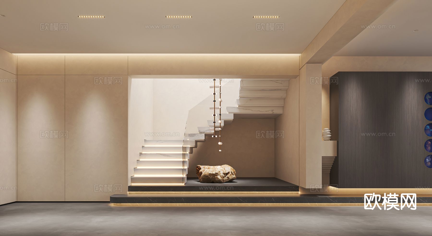现代梯间 楼梯3d模型下载（渲染图1）