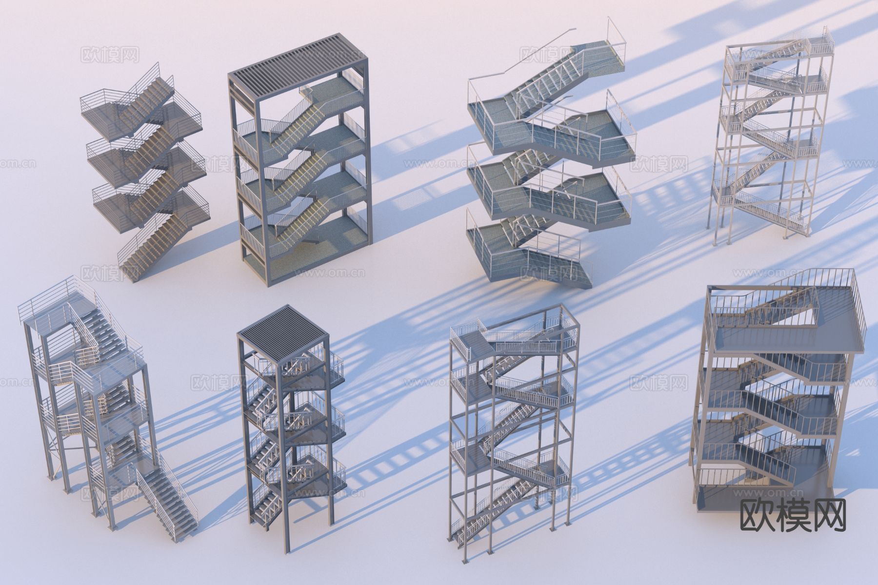 钢架楼梯 逃生楼梯 消防楼梯3d模型下载