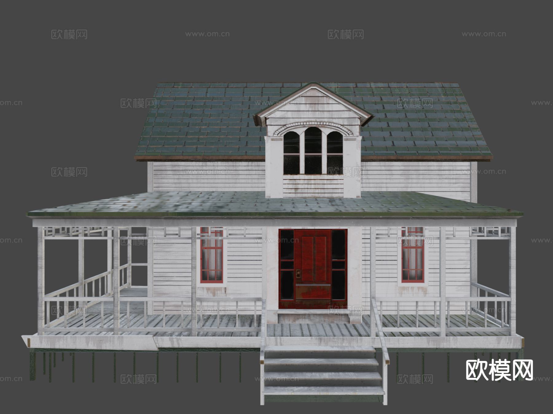 美式别墅外观3d模型下载（渲染图3）